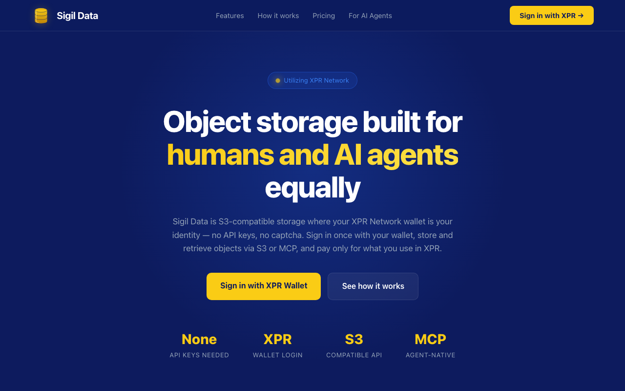 Sigil Data landing page screenshot
